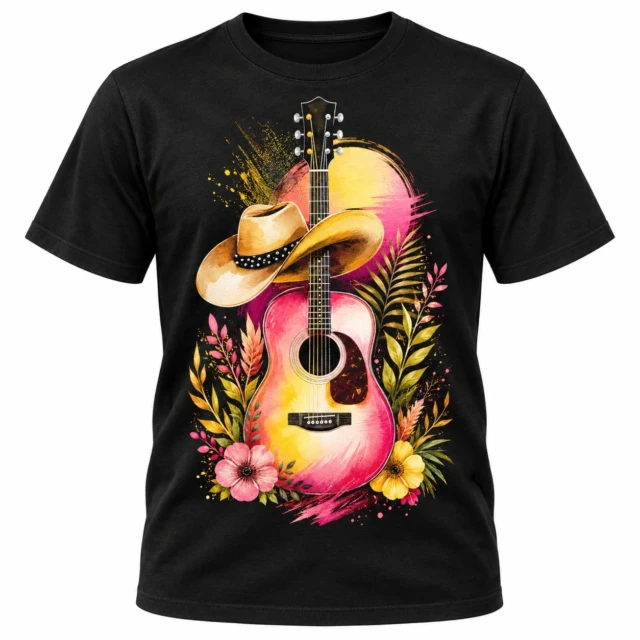 Koszulka gitara country prezent dla miłośnika muzyki unisex